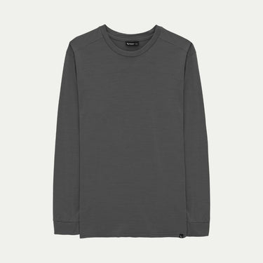 Grey long-sleeve Merino shirt ghost image style. © Bluey Merino Tasmania