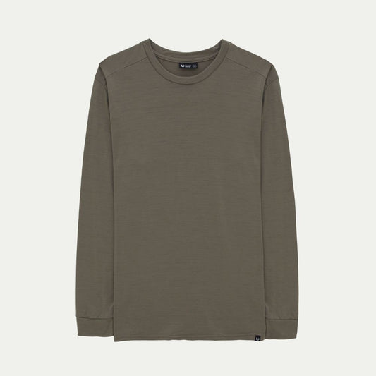 Pale Khaki - West Coast long-sleeve Merino shirt ghost image style. © Bluey Merino Tasmania