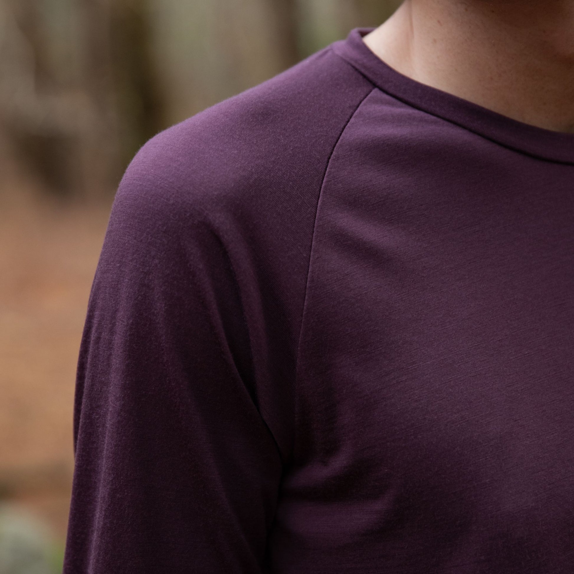 Men’s Tasmanian Merino 180 Raglan Long Sleeve Top - Maroon - Bluey Merino Tasmania