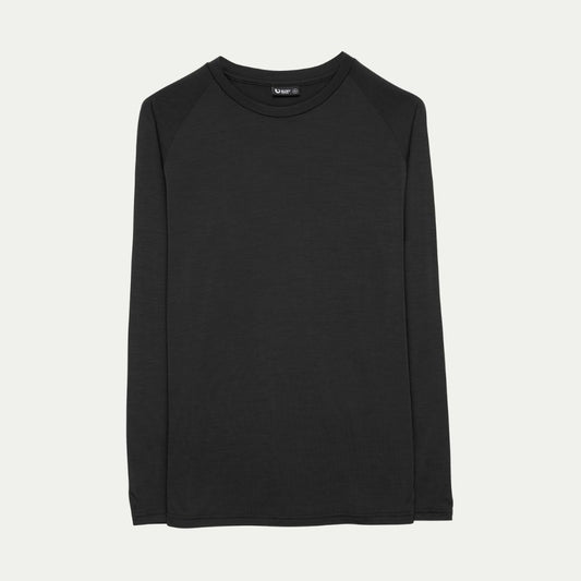 Black long sleeves raglan Merino top © Bluey Merino Tasmania