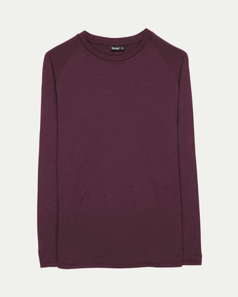 Maroon long sleeves raglan Merino top © Bluey Merino Tasmania