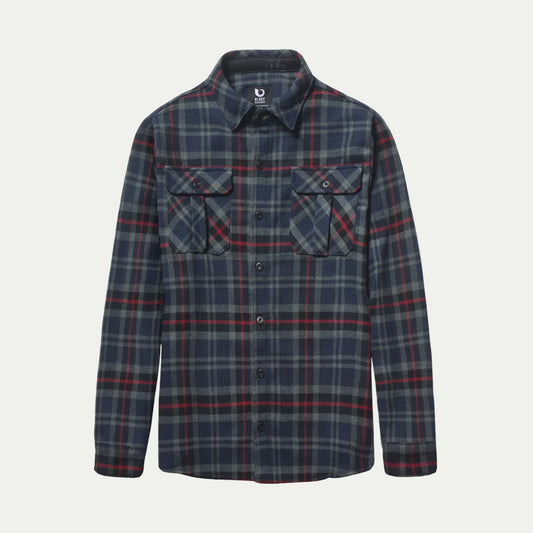 Plaid shirt with two front pockets on a white background