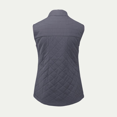 Back view of a quilted Merino gilet vest with a diamond pattern on a white background © Bluey Merino Tasmania
