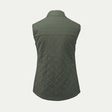 Olive green quilted Merino gilet vest view from the back © Bluey Merino Tasmania