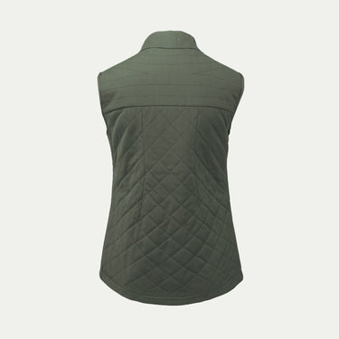 Olive green quilted Merino gilet vest view from the back © Bluey Merino Tasmania
