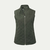 Olive green quilted Merino gilet vest view from the front © Bluey Merino Tasmania