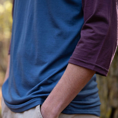 Men's Tasmanian Merino Bike Jersey - Tasman + Maroon - Bluey Merino Tasmania