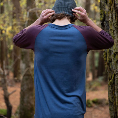 Men's Tasmanian Merino Bike Jersey - Tasman + Maroon - Bluey Merino Tasmania