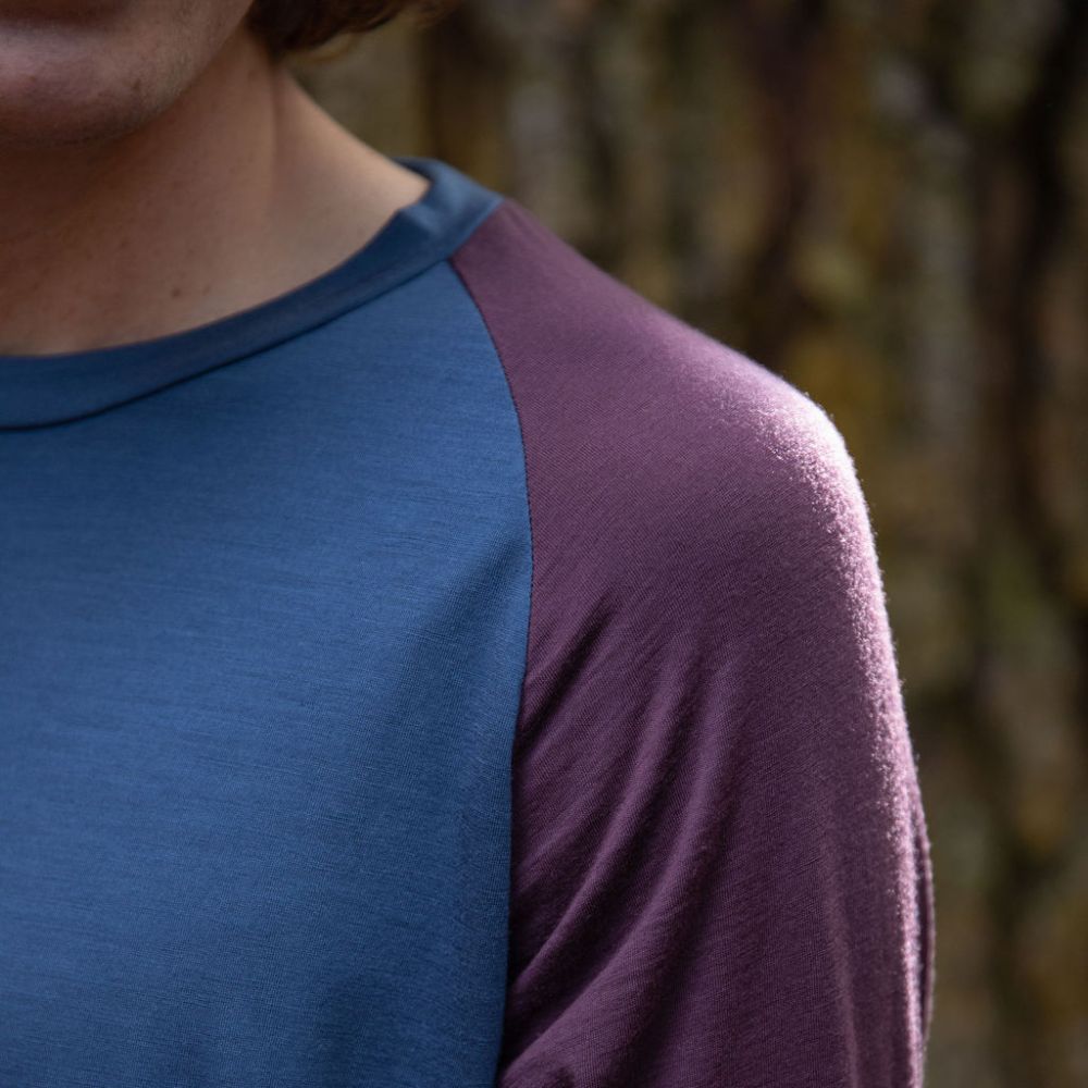 Men's Tasmanian Merino Bike Jersey - Tasman + Maroon - Bluey Merino Tasmania