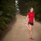Women's Tasmanian Merino Outdoor T-Shirt Red + Black (XS) - Final Sale - Bluey Merino Tasmania
