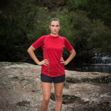 Women's Tasmanian Merino Perform T-Shirt Red + Green - Final Sale - Bluey Merino Tasmania