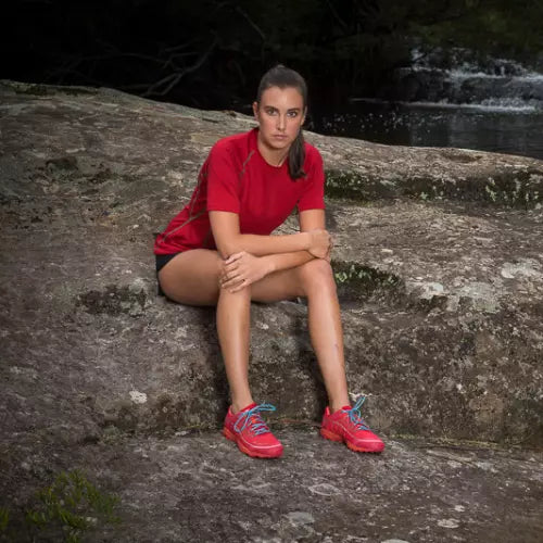 Women's Tasmanian Merino Perform T-Shirt Red + Green - Final Sale - Bluey Merino Tasmania