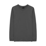 Men's Tasmanian Merino 180 Orson Long Sleeve Crew Neck Top in colour Dark Grey. © Bluey Merino