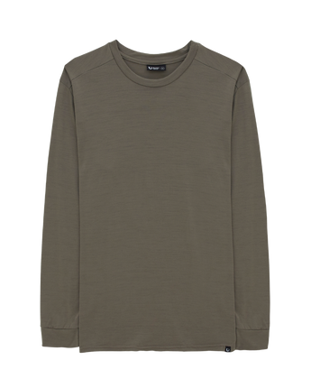 Men's Tasmanian Merino 180 Orson Long Sleeve Crew Neck Top in colour West Coast (Light Khaki Green) © Bluey Merino