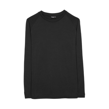 Men’s Tasmanian Merino 180 Raglan Long Sleeve Top in Currawong (Black) - Men’s Tasmanian Merino 180 Raglan Long Sleeve Top - © Bluey Merino